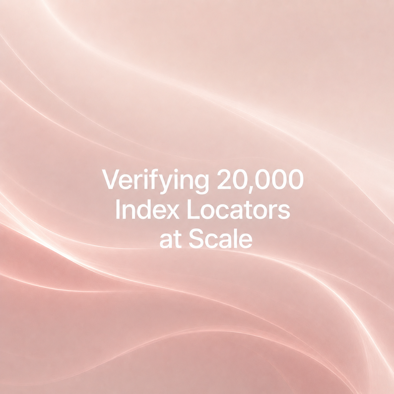 Verifying 20,000 Index Locators at Scale graphic