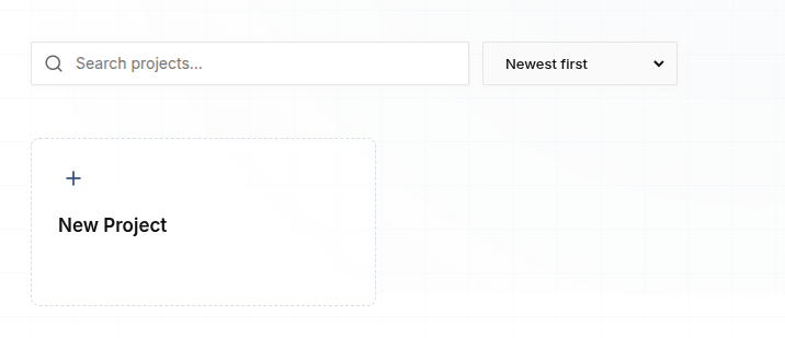IndexerLabs dashboard showing the New Project card.